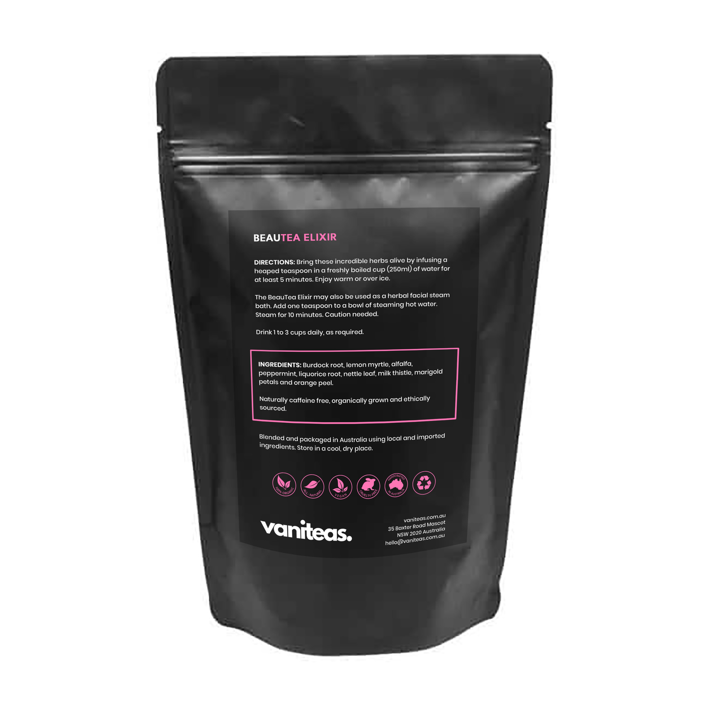 Beautea Elixir – Organic Herbal Tea Blends for Skin + Wellness 40g