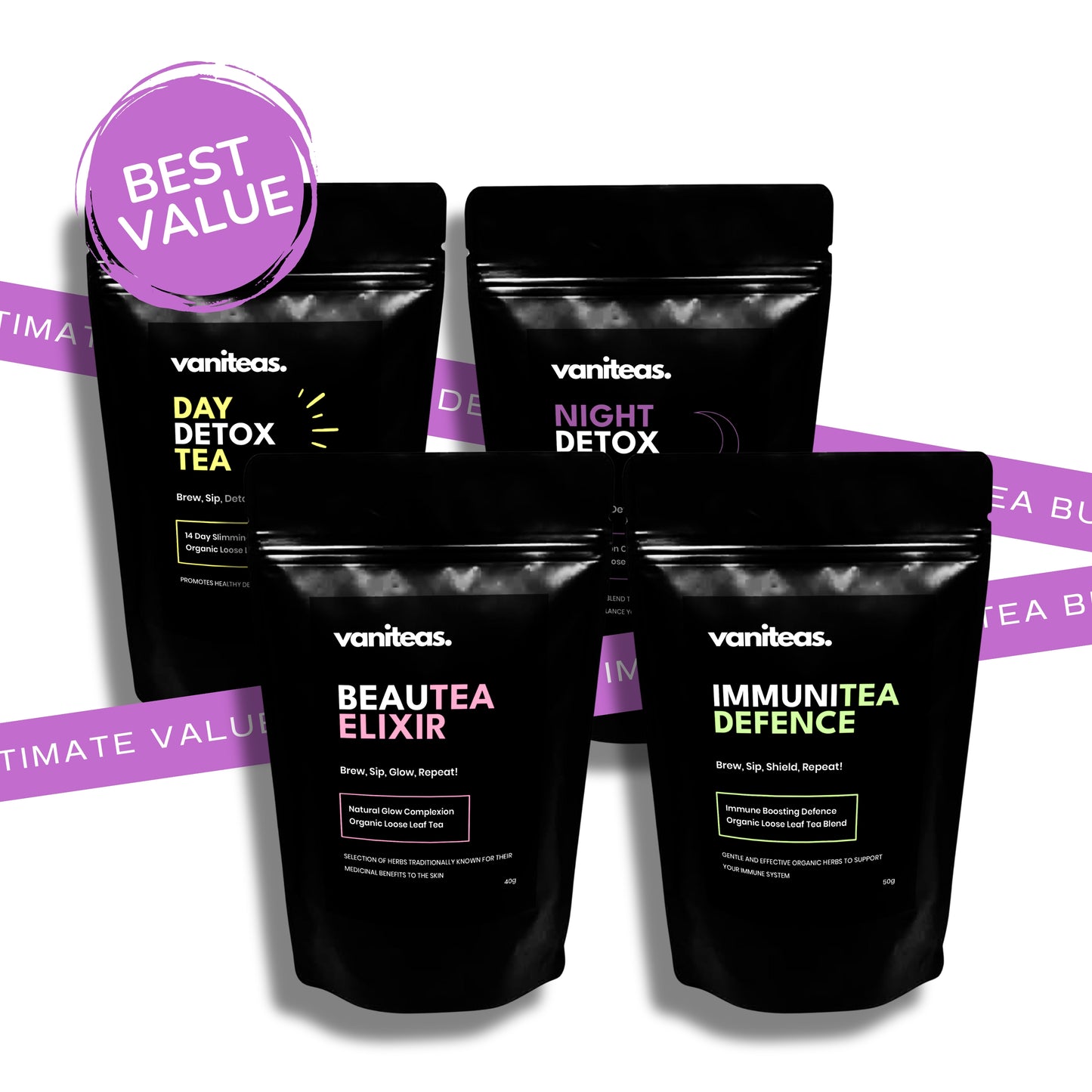 Ultimate Detox, Immunity & Glow Tea Bundle | 14-Day & Night Cleanse + Skin & Immune Support